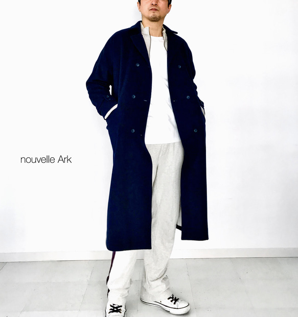 メンズ【mens】スポンジロンラム原料(暖かさと軽さ、柔らかさを備えた)を使用した、ウールビーバー　ロングコート mens スポンジロンラム原料 暖かさと軽さ を使用した