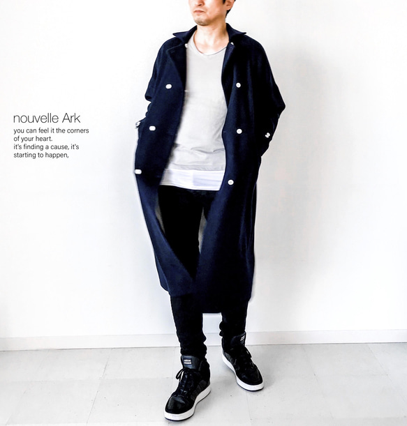 メンズ【mens】スポンジロンラム原料(暖かさと軽さ、柔らかさを備えた)を使用した、ウールビーバー　ロングコート mens スポンジロンラム原料 暖かさと軽さ を使用した