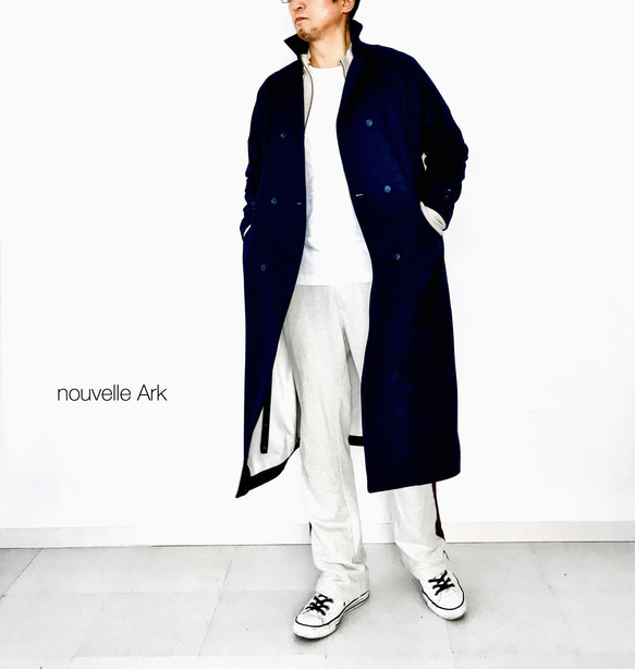 メンズ【mens】スポンジロンラム原料(暖かさと軽さ、柔らかさを備えた)を使用した、ウールビーバー　ロングコート mens スポンジロンラム原料 暖かさと軽さ を使用した