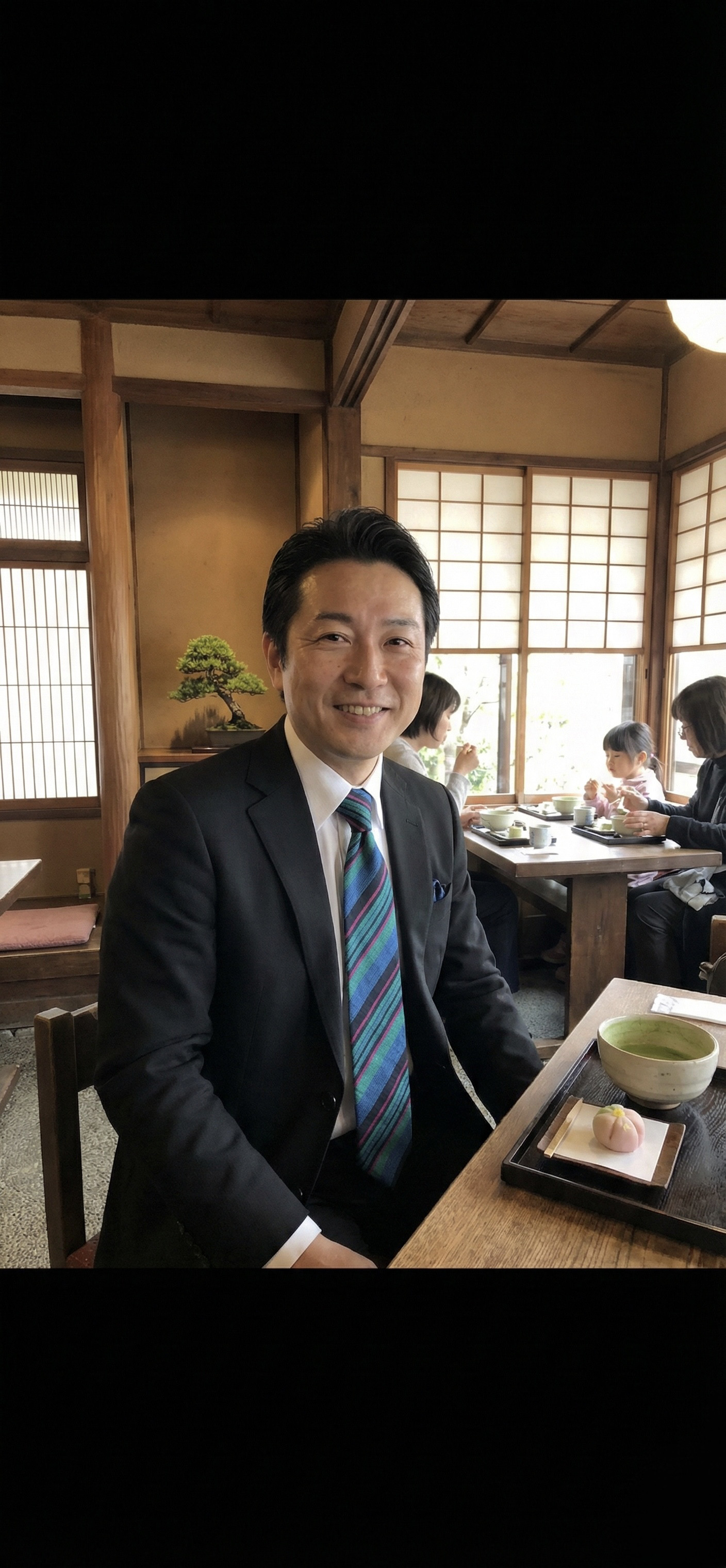 福島会津木綿 山田織元ネクタイ　紺地三色縞