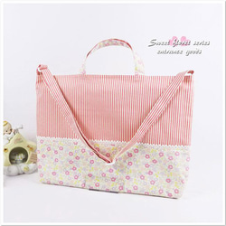 New▷ 入園準備 ショルダー 肩掛け レッスンバッグ 小花 ピンク New▷ 入園準備 ショルダー 肩掛け レッスンバッグ 小花 ピンク