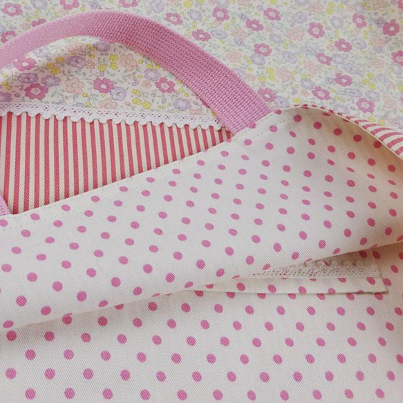New▶ 入学 通学 グッズ レッスンバッグ 大きめ  35×45 小花 ピンク 4枚目の画像