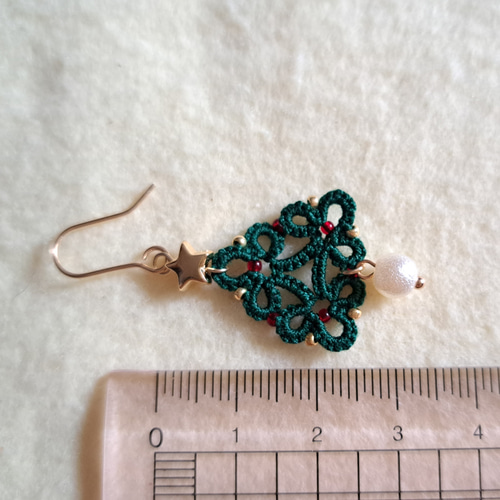 期間限定]クリスマスツリー ピアス/イヤリング(タティングレース