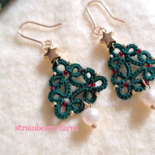 ラスト1点 クリスマスツリーカービングピアス ラスト1点 クリスマスツリーカービングピアス