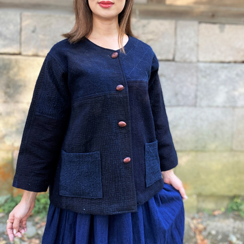 庄内刺し子ジャケット】夢屋家一点物オリジナル羽織物ミセス50代60