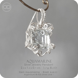 AQUAMARINE Silver Jewelry Necklace H136 第4張的照片