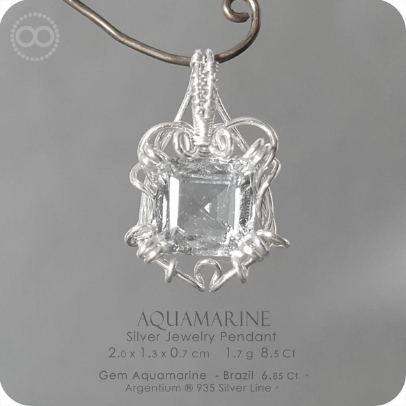 AQUAMARINE Silver Jewelry Necklace H136 第1張的照片