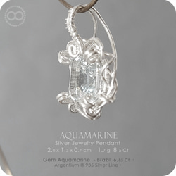 AQUAMARINE Silver Jewelry Necklace H136 第2張的照片