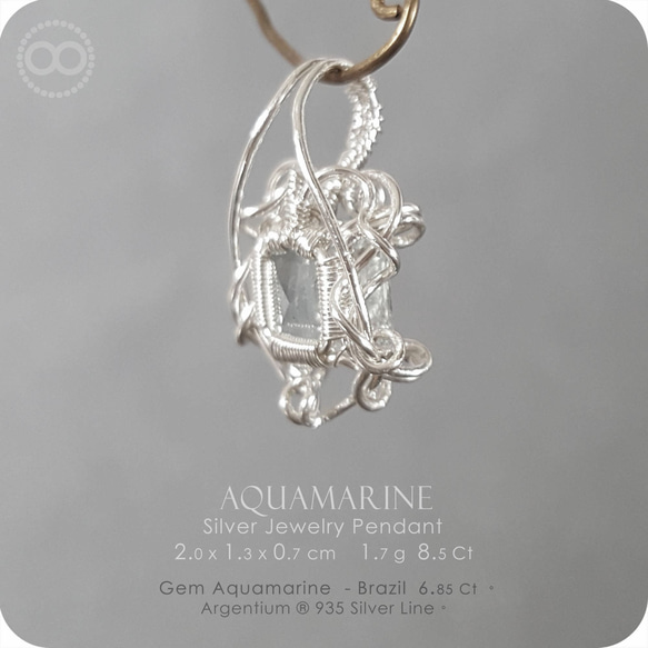 AQUAMARINE Silver Jewelry Necklace H136 第3張的照片