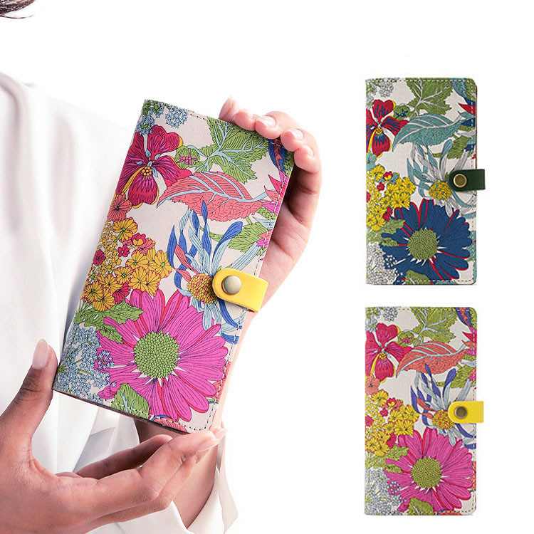 リバティ スマホケース 本革 手帳型 栃木レザー アンジェリカガーラ 花