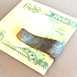 Titanium money clip・純チタンマネークリップ・青金木目C・５５mm 3枚目の画像