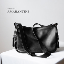 柔らかい本革ショルダーバッグ斜め掛け大容量　マチ広め収納バッグ　ブラック 2枚目の画像