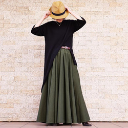 已售出 1,500 多件 *再次上架 x 6 次 [自由排列裙子] 一舉一動都展現美麗的輪廓 *圓形裙子 *綠色 第16張的照片