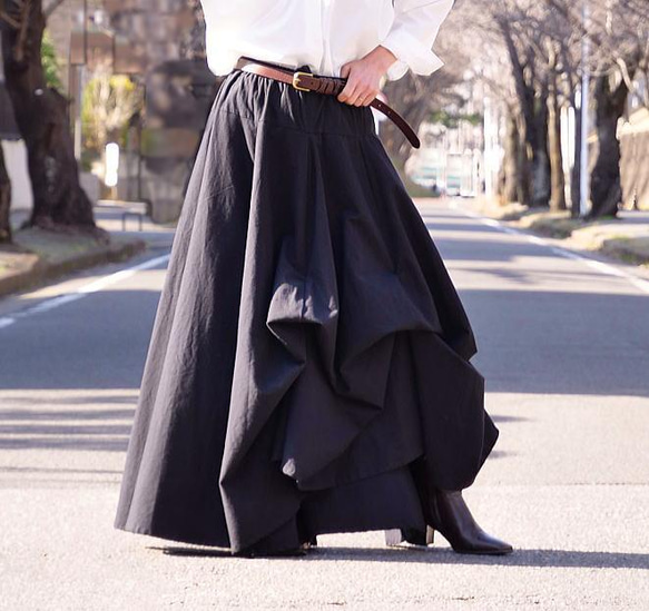 販売枚数1500枚突破＊再販×6回【自由にアレンジスカート】動くたびに美シルエット＊サーキュラースカート＊black 13枚目の画像