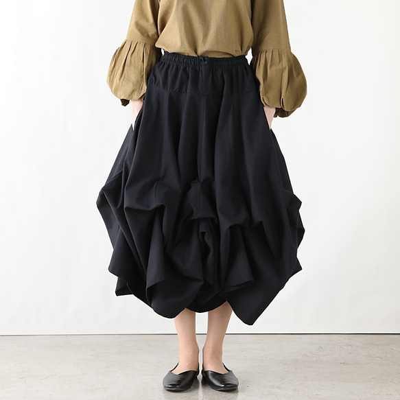 販売枚数1500枚突破＊再販×6回【自由にアレンジスカート】動くたびに美シルエット＊サーキュラースカート＊black 16枚目の画像