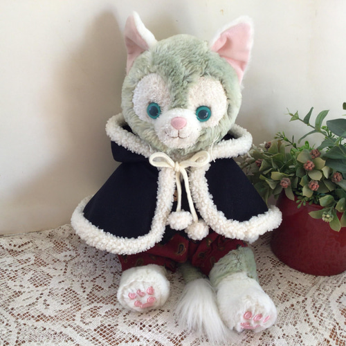 ジェラトーニ、クッキーアン 紺色ポンチョ ダッフィー コスチューム 服