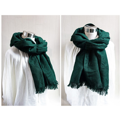 &lt;Made-to-Order&gt; 秋冬保暖拉絨亞麻披肩綠色 第5張的照片
