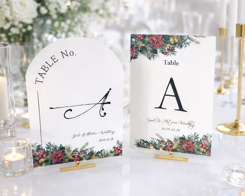 テーブルナンバー クリスマス 結婚式 お洒落 可愛い 冬 ゲストテーブル