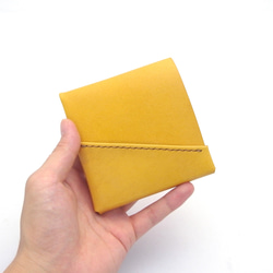 草木染め革丨ミニ財布【chotof/ちょとふ】きはだ染め 手縫い 手染め 手作り 7枚目の画像