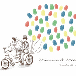 「ふたりで自転車」 ウェディングツリー  結婚証明書　ウェルカムスタンプボード　説明書付き 7枚目の画像