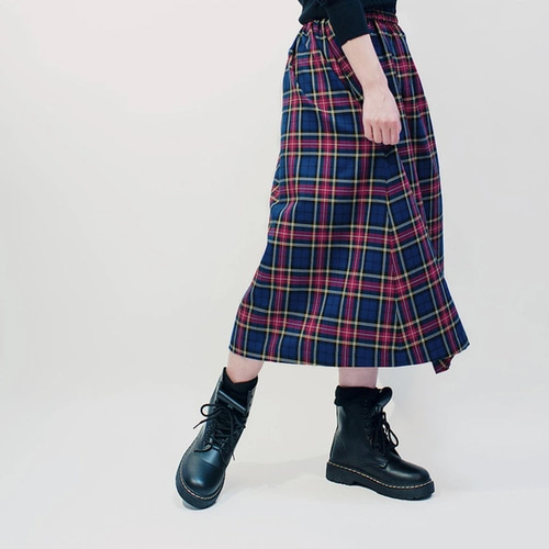 秋冬のシックな青 タータンチェック ロングスカート ○KITTY○ ロング