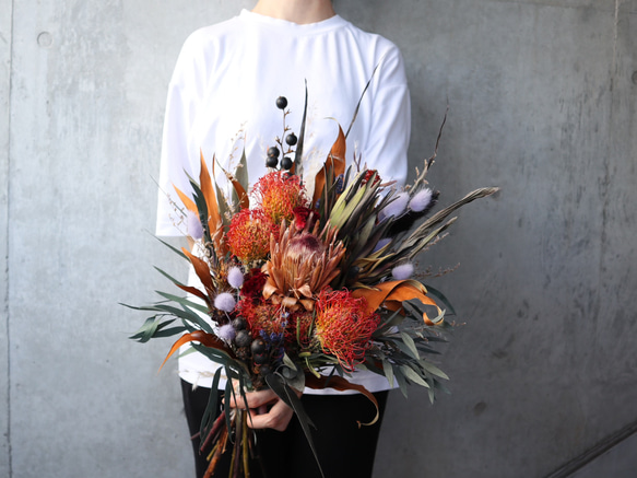 テラコッタカラーのドライフラワーブーケ ウェディングブーケ ブーケ