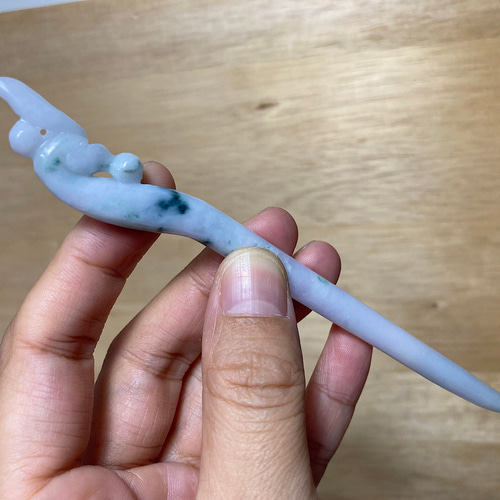 Z23 簪 ミャンマー産 天然 A貨 本翡翠 1本 簪 ほうおう 鳳凰 かんざし 