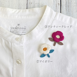 【受注制作】一輪の花 刺繍ブローチ/アンティークレッド 5枚目の画像