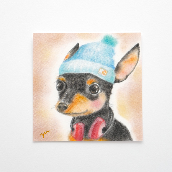 【複製画】「ミニチュアピンシャー」　犬　パステルアート　動物　イラスト 6枚目の画像
