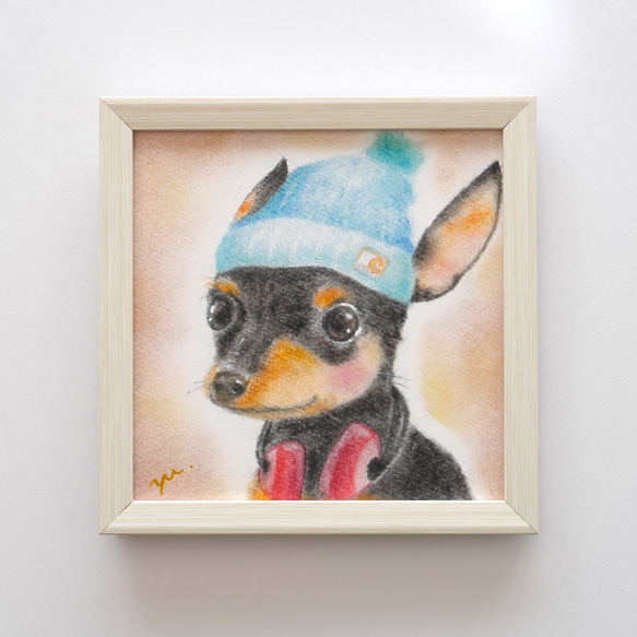 【複製画】「ミニチュアピンシャー」　犬　パステルアート　動物　イラスト 5枚目の画像