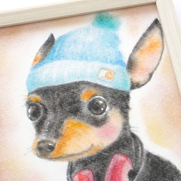 【複製画】「ミニチュアピンシャー」　犬　パステルアート　動物　イラスト 2枚目の画像