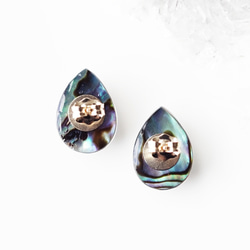 14KGF pierced earring with abalone shell. 第8張的照片