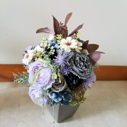 シャビーシック&ナチュラルBouquet～ラナンキュラス×ローズ×銅葉 BLUE/GRAY ギフト 母の日 3枚目の画像