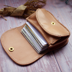 本革ミニマムボックス財布 （受注制作）革財布 手縫いヌメ革 2枚目の画像