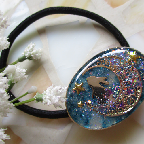 ウサギ レジンヘアゴム 月花 シリコンモールド ウサギ うさぎ フラワー