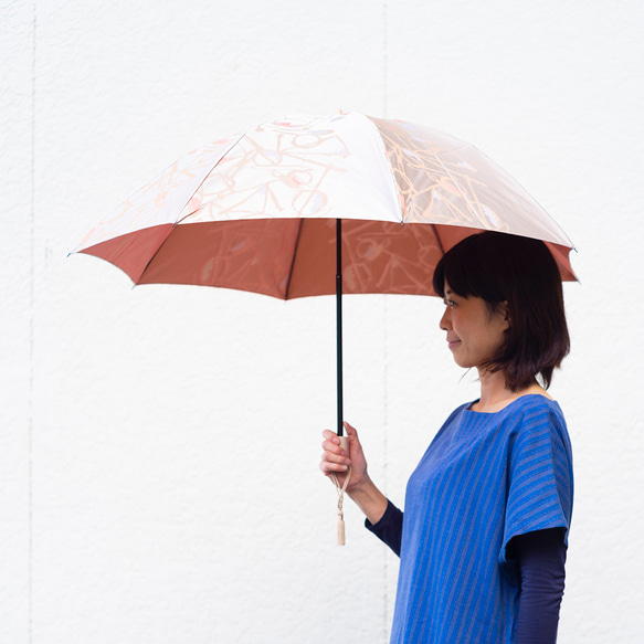 【晴雨兼用折りたたみ傘】槇田商店×Aneqdot 踊る：ピンク 6枚目の画像
