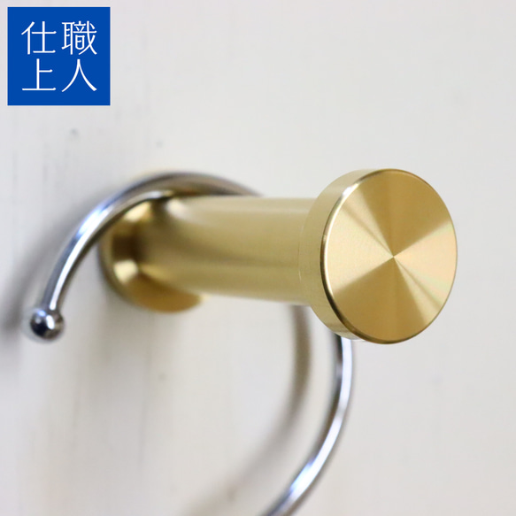 職人直送 真鍮 壁 フック 壁掛けフック ハンガーフック 壁取り付け コート 上着 鞄 おしゃれ ゴールド (平型) 1枚目の画像