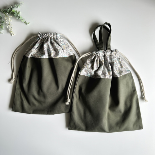 持ち手あり・なし【M 35×30】リバティランブルアンドロアー・巾着袋