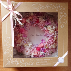 ―ボタニカルcake―薔薇と木の実のプリザリース   ピンク×パープル 8枚目の画像