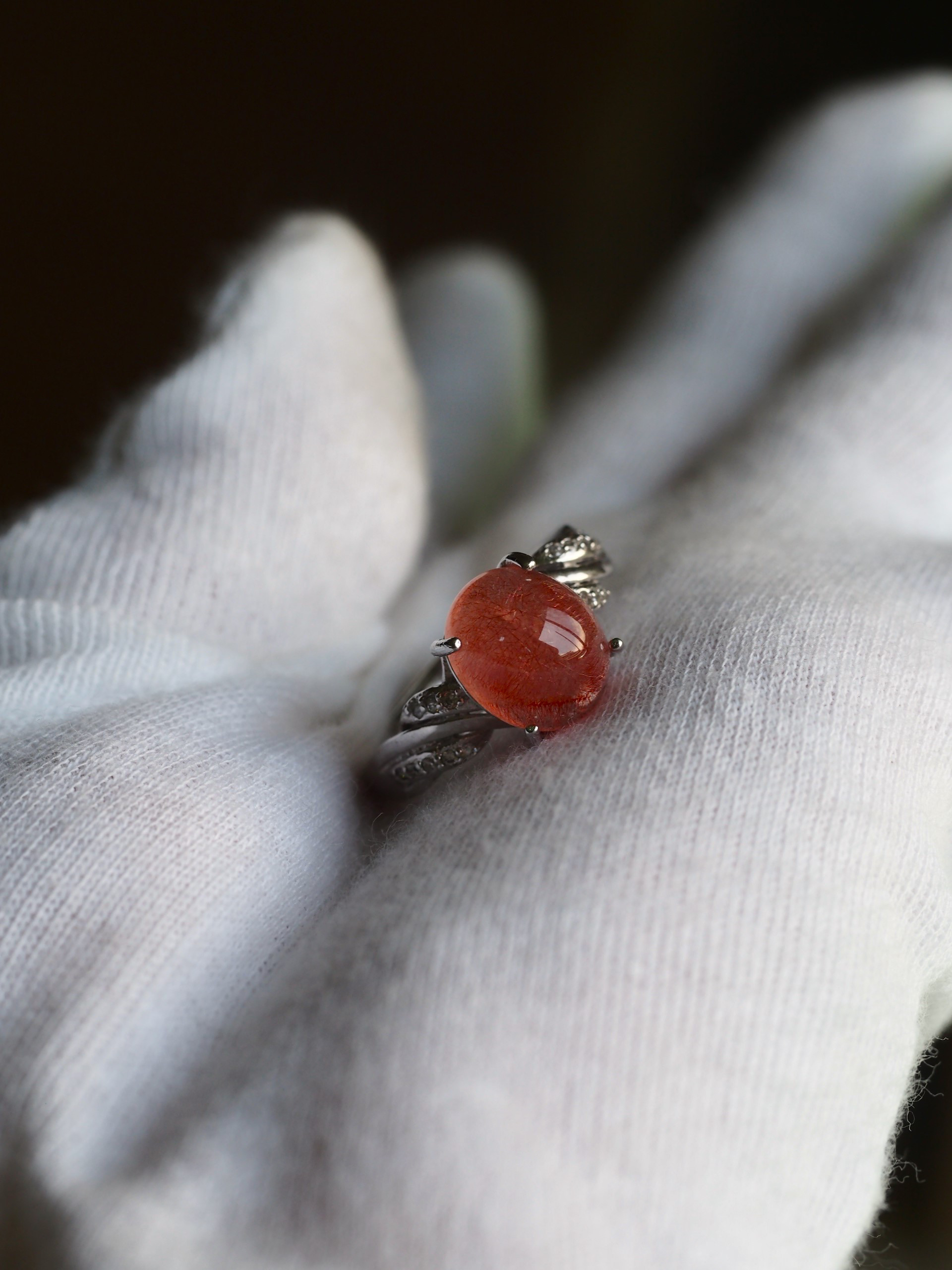 再販　ストロベリークォーツ11.4 　S925WGジルコニア付きスクリューデザインリング❀