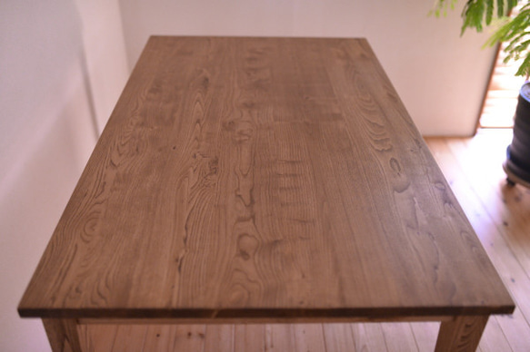 国産クリ無垢材 ダイニングテーブル・アンティーク仕上げ ※サイズオーダー可！ 2枚目の画像