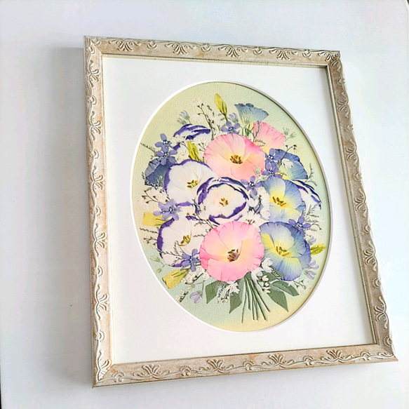 送料無料】押し花アート・トルコキキョウの微笑み・エレガントなブーケ