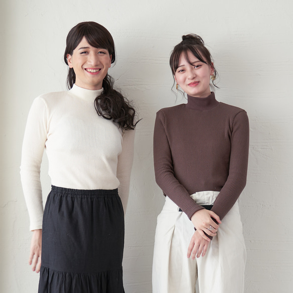 Morino Gakko 超值 3 件組 100 件棉質高領 Teleco 上衣套裝（白色、灰色和棕色） 第14張的照片