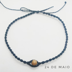 2way瞳ウッドビーズのマクラメネックレス/チョーカー(ブラジルマクラメ