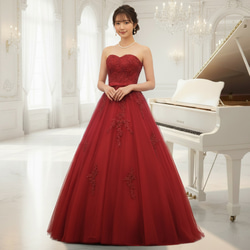 ウェディングドレス カラードレス 赤 ワインレッド7号9号11号13