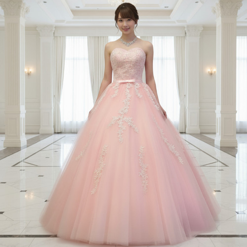 pleats dress 約11号 Lサイズ(演奏会発表会・ウエディング・結婚式 カラードレス ピンク 11号Lサイズ ウエディングドレス 結婚式