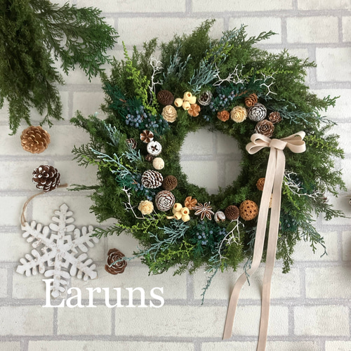 北国の森のクリスマスリース（大） 針葉樹の森のボタニカルクリスマス