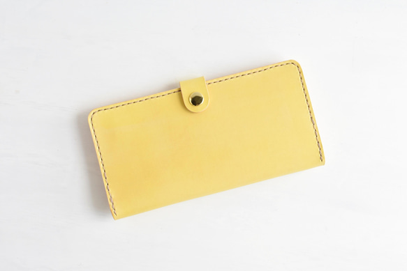 革の手染め財布 「レモン  No.39（二つ折りの長財布）」 1枚目の画像