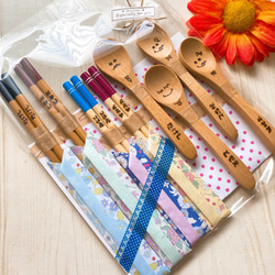 お名前入りコースター＆スプーンセット‪ ·͜·♡‬ ウッドバーニング 名