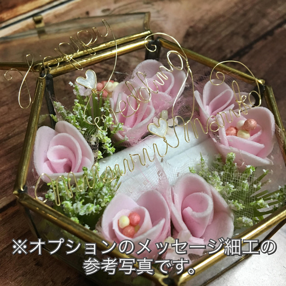 【再販】リングピロー  5rings ＊* サムシングブルー and redrose with かすみ草*＊ 6枚目の画像